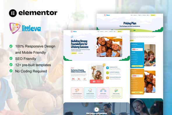 Littleva - Kindergarten & Child Care Elementor Pro Template Kit