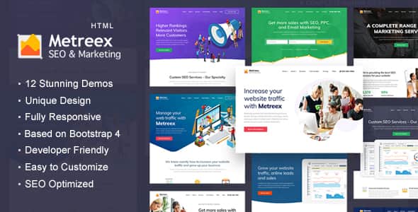 SEO & Digital Marketing Agency Landing Page Template - Metreex | HTML5