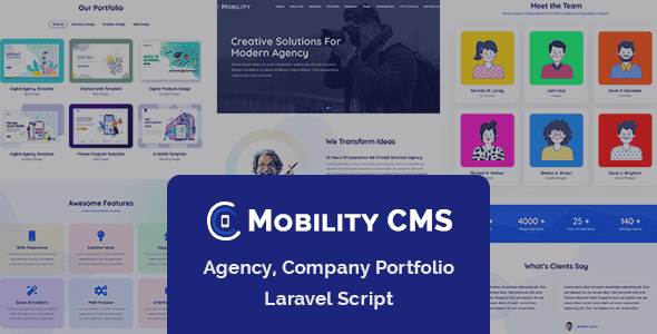 Mobility CMS - Agency, Company Portfolio Laravel Script - Responsive