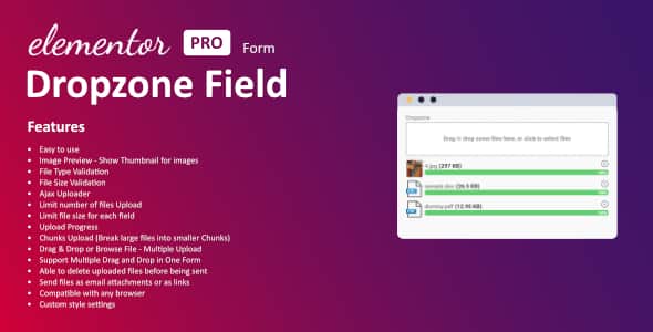 Dropzone Field For Elementor Form | Multi File Upload