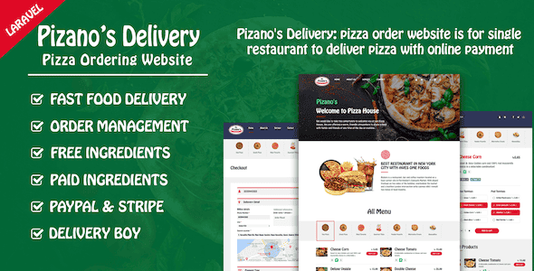Pizano's Delivery: Unlimited pizza order website - PHP Script