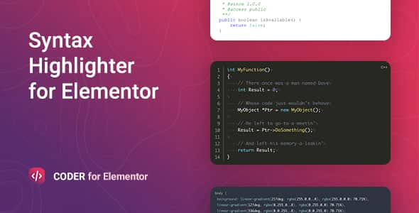 Coder – Syntax Highlighter for Elementor | Code Block Widget