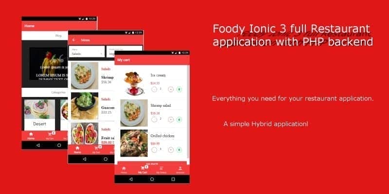 Foody Ionic 3 Full Restaurant App With PHP Backend - Ready to Deploy