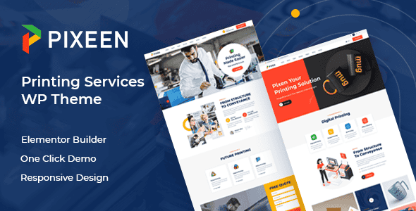 Pixeen - Printing Services Company WordPress Theme + RTL | Elementor