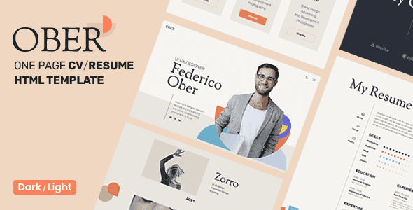 OBER - Personal Portfolio Template | HTML5 CV Resume