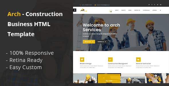 Arch- Construction, Building And Business HTML Template - Responsive