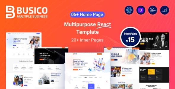 Busico – Multipurpose Business React Template - Clean Agency UI