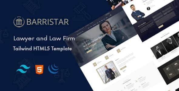Barristar – Tailwind Lawyers and Law Firm HTML5 Template - Dark Mode