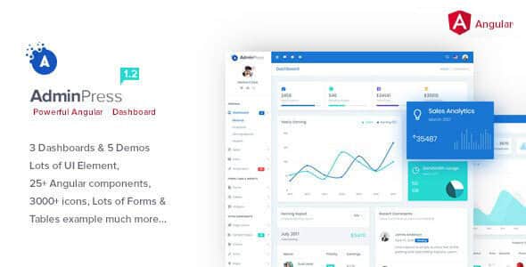 Admin Press Angular 10 Bootstrap Dashboard Template - Responsive UI