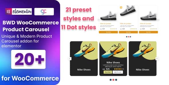 WooCommerce Product Carousel Addon For Elementor | Preset Designs