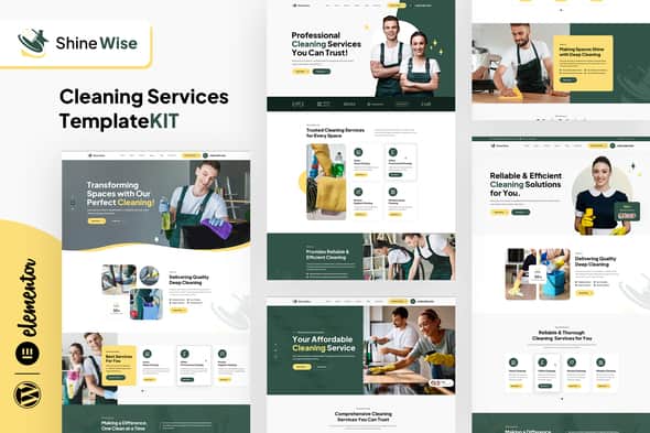 Shinewise - Cleaning Services Elementor Template Kit - Modern UI