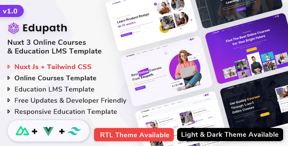 Edupath - Nuxt Js Online Courses & Education LMS Template | Nuxt 3